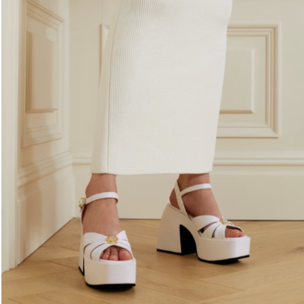NODALETO Bulla Aurora embellished satin platform sandals Size 38 NWT+B